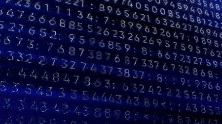 Abstract digital connection, moving numbers, dots and lines. Motion. Technology background, network connection structure, plexus effect.の写真素材