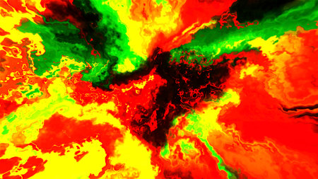 Dream of terrifying flight through red stormy clouds. Motion. Contrasting illusion of flying in the scary sky.の写真素材