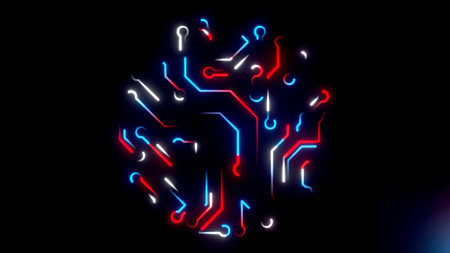 Artificial Intelligence concept. Motion. Deep learning, digital transformation, visualization of...