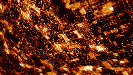 Abstract digital data background. Motion. Colorful digital space background with the motion of shiny particles.の写真素材