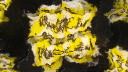 Abstract square with plasma pattern. Motion. Geometric abstract shapes with mirrored marble pattern. Square dots with vibrating abstract plasma pattern on black backgroundの写真素材