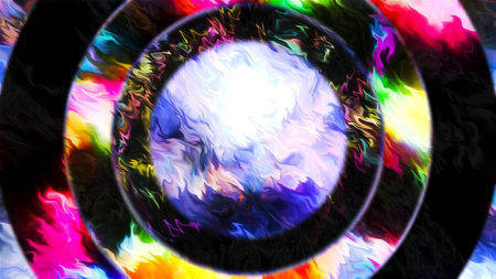 Colorful animation with pulsating rings for attention. Motion. Colorful flickering and background...