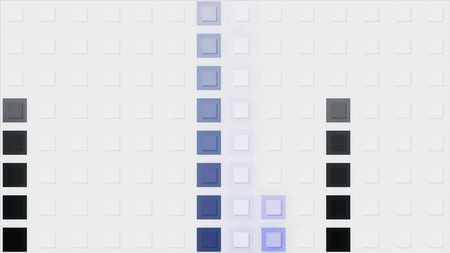 Moving squares for transitions. Motion. Pixel squares move in computer style on white background....
