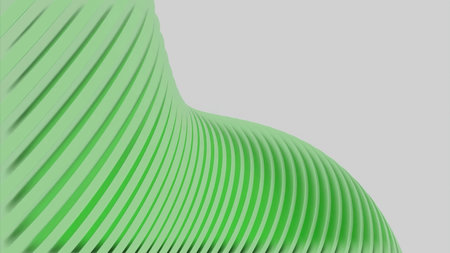 3D animation with moving wave of striped figure. Design. Moving 3d figure with striped cutouts. Striped 3d figures move in wavy stream on white backgroundの写真素材