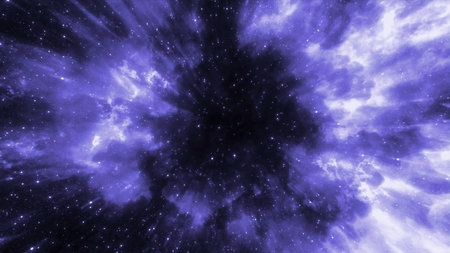 Cosmic stream with particles and flickering glow. Motion. Bright cosmic glow of space with stream....