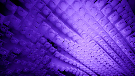 Assembled purple and red constructor. Design. Bright animated background with a mosaic that rises and falls at a fast speed.の写真素材