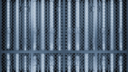 An iron fence in animation. Design.An iron mesh in an abstraction that flies in different directions up and down.の写真素材