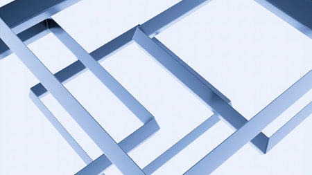 Blue and purple background. Design. Sliding floor made up of squares in animation.