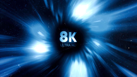 Abstract hyperspace speed up tunnel with 8K Ultra HD. Motion. Futuristic sci fi virtual reality tunnel.の写真素材