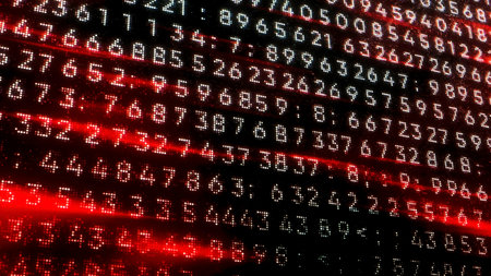 Dark background. Motion. Thin beams of red in the animation scatter slowly in different directions through the darkness.の写真素材