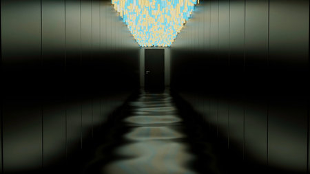 Gray empty rooms. Design. Animation with bright rooms filled with various objects.
