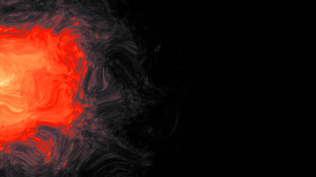 Abstract spreading colorful liquid paint on a black background. Motion. Beautiful energy like...