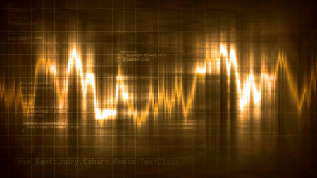 Digital waveform equalizer on a black background. Motion. Technological abstract element of a...