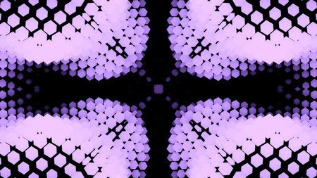 Abstract pattern of dots moving in waves. Design. Geometric points move in wave flows changing...