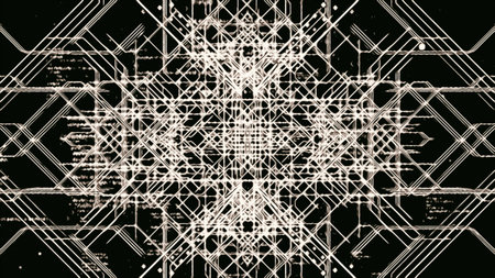 Abstract 3d stripped pattern of many crossed white lines on a black background. Animation. Beautiful...