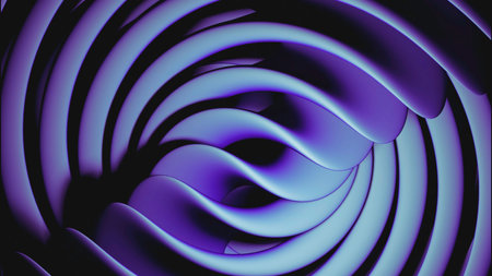 Moving 3d lines with bends in abstract spiral. Design. Abstract spiral with visual illusion and...