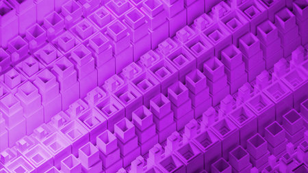 Pink and purple mosaic squares. Design. Cartoon animation with bouncing and white strokes.の写真素材