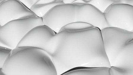 Moving 3d liquid with bubbling surface. Design. Wavy surface of moving liquid bubbles. Dense liquid slowly boils on surfaceの写真素材