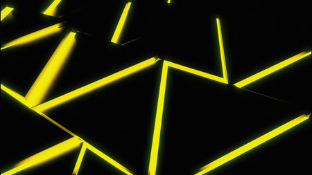 Abstract triangular geometric tiles. Design. Mosaic pattern with yellow gradient tiles.の写真素材