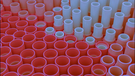 Colorful plastic straws move up and down smoothly. Design. Different diameter plastic sticks,...