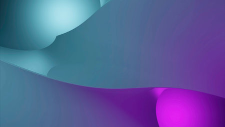 Abstract waving gradient surreal background. Design. Blue and pink rotating elements.