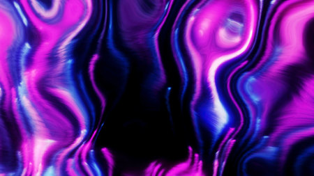 Beautiful purple and pink liquid flowing waves. Motion. Fantasy waving lines with gradient effect.