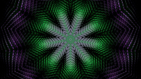 Animated abstract technology background in futuristic cyberspace. Design. Colorful star shaped...