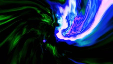 Psychedelic spinning and flowing spiral. Motion. Rotating neon multicolored vortex.