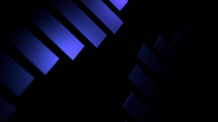 Blue and green stripes. Design. Black background with stripes that go down and up in different...