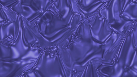 Colored metallic liquid boils on surface. Design. 3D liquid with ripples on surface and metallic...