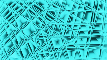 Blue and green light background. Design. Kaleidoscope effect with changing patterns made in computer graphics.の写真素材