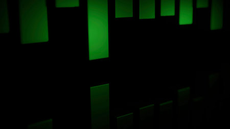 Blue and green stripes. Design. Black background with stripes that go down and up in different...