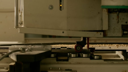 Sawing tool. Creative. A large machine that saws materials at great speed.