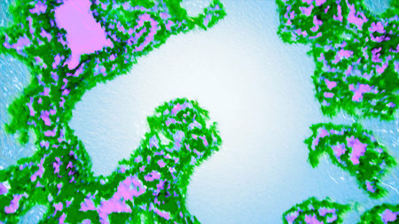 Abstract animation of moving spots with virus dots. Motion. Microbial spots with viruses and specks...