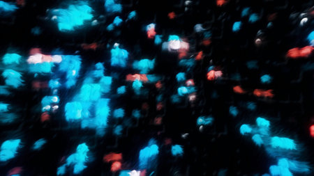 Shiny patterns on a dark background. Motion. Lines of bright shades that are highlighted in 3D...