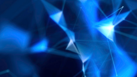 A bright blue background with a white thin grid. Motion. A white shiny grid in an abstraction that flickers and disappears.の写真素材