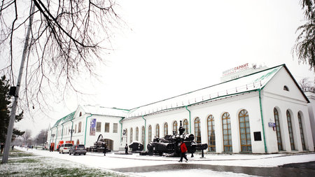 Serbia - Belgrade, November 20, 2022: Building and military monuments. Art. Concept of architecture and history.のeditorial素材