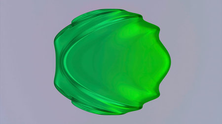 3D liquid ball with moving waves on surface. Design. Colorful ball vibrates on surface with liquid...
