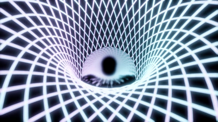 Abstract vortex of bended and crossed lines. Design. Optical illusion of a sphere inside vortex.の写真素材