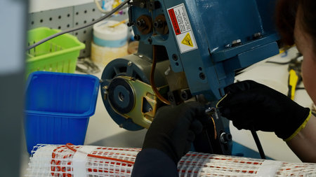 Close up of engineer soldering wires at the factory. Creative. Using professional equipment.