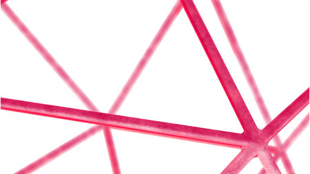 Futuristic colorful connected structure on a white background. Design. Straight metal rods connected...