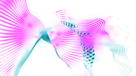 Animation of stripes moving in waves in style of fabric. Motion. Moving 3D animation of striped...