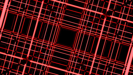 Abstract glowing colorful geometric squared background. Design. Lines endless rotating tunnel.の写真素材