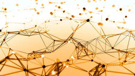 Plexus network lines field in slow wavy motion. Design. Abstract technology, science and engineering...