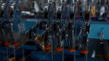 Copper wire cable production in coils at the metal steel industrial plant. Creative. Metal wire...