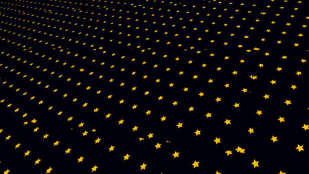 Rows of small same size stars moving and rotating. Animation. TIny spinning stars or snowflakes.の写真素材