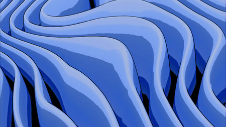 Smooth abstract liquid blue background. Design. Waving blue animated folding fabric.