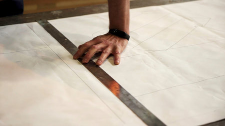 Creating an accurate drawing using the necessary tools in the studio. Stock Clip