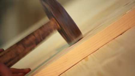 An In Depth Look at the Precision Craftsmanship Found in the Art of Woodworking A Close Up. Stock...