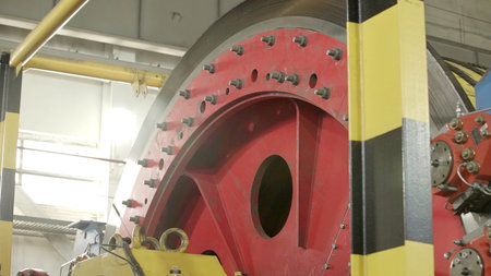 Close-up of industrial construction equipment highlighting intricate details and innovative design....